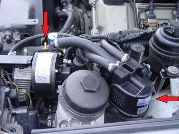 links Verdampfer, rechts Gasfilter